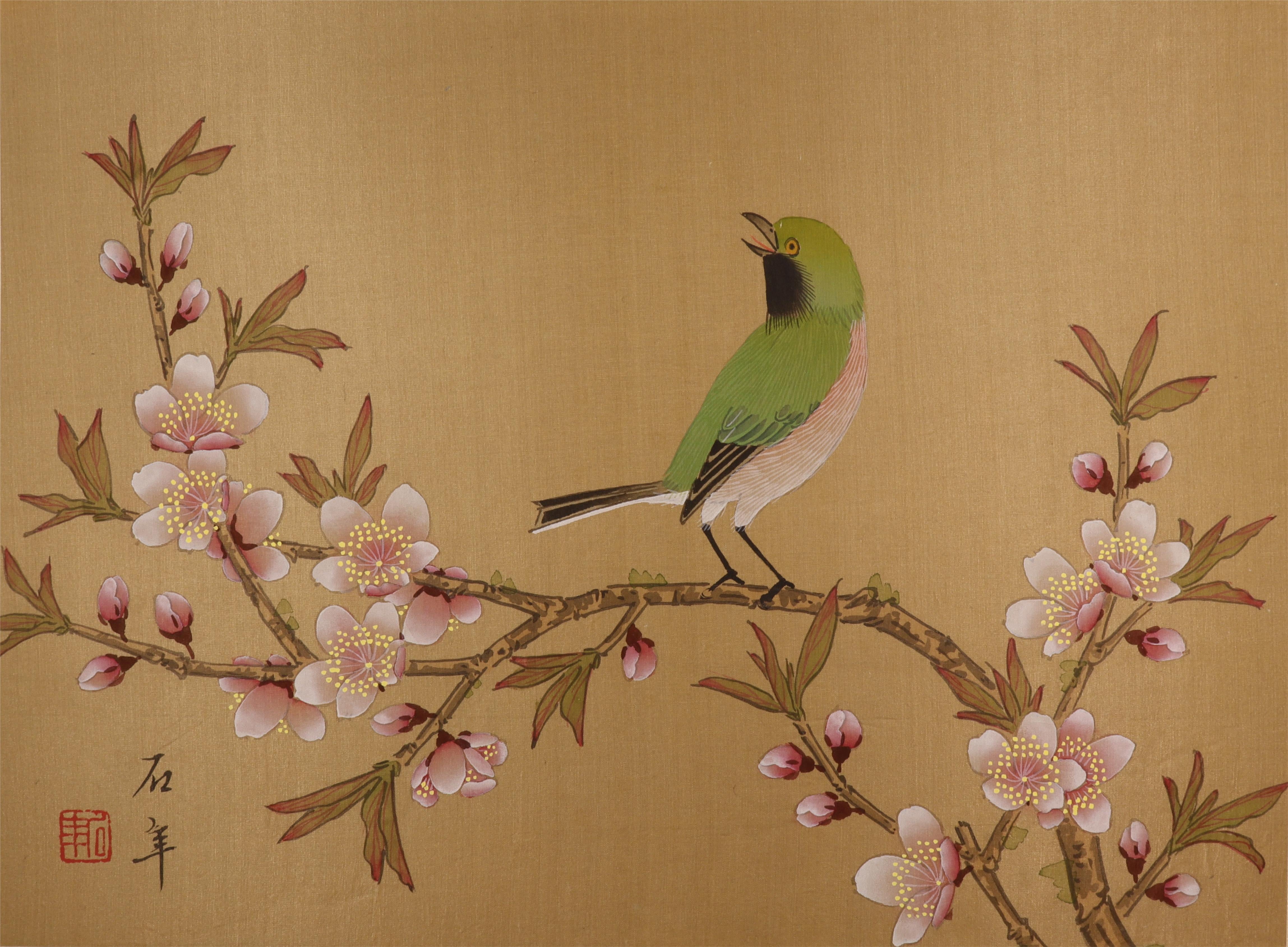 Flower & Bird Silk Painting Art