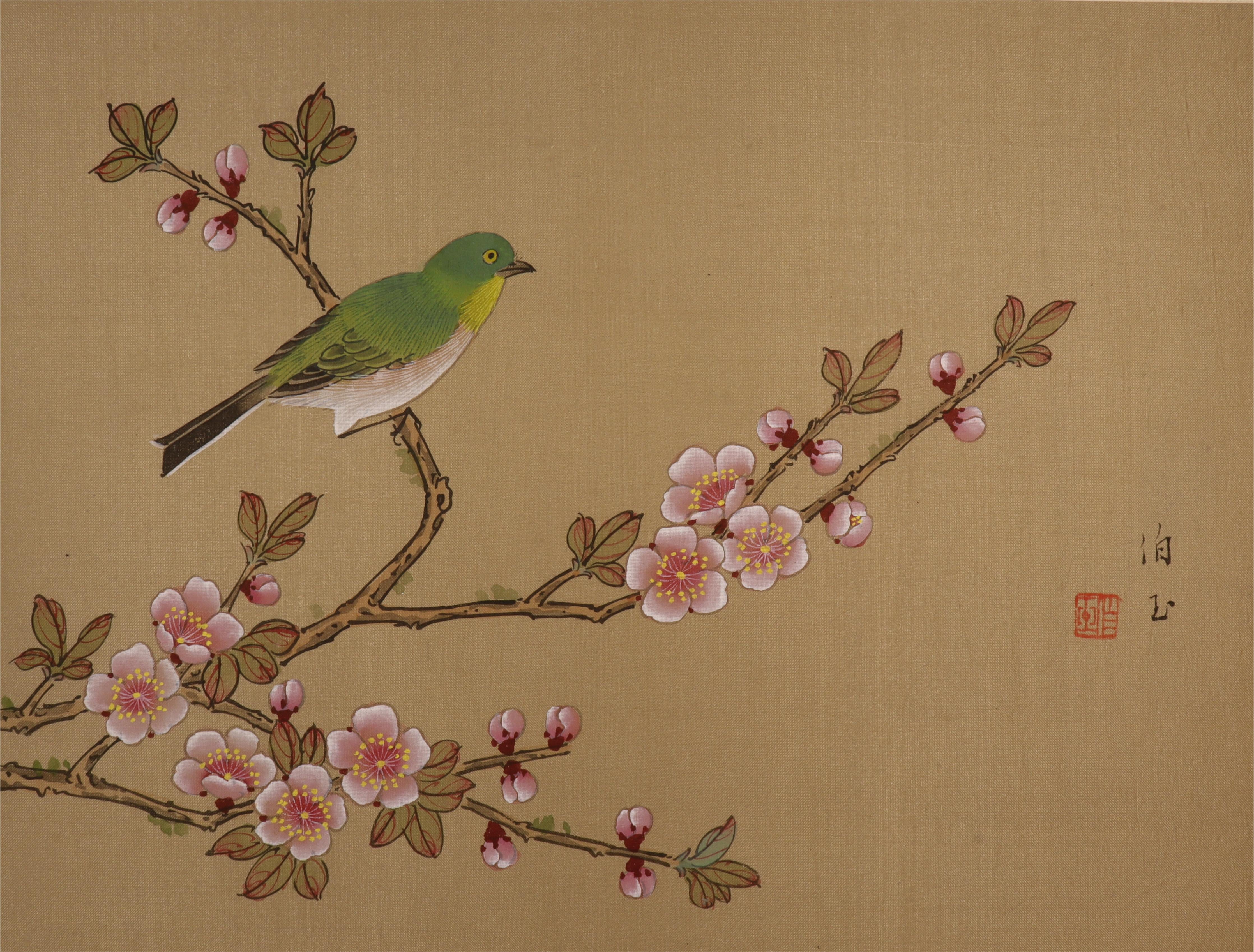 Flower & Bird Silk Painting Art