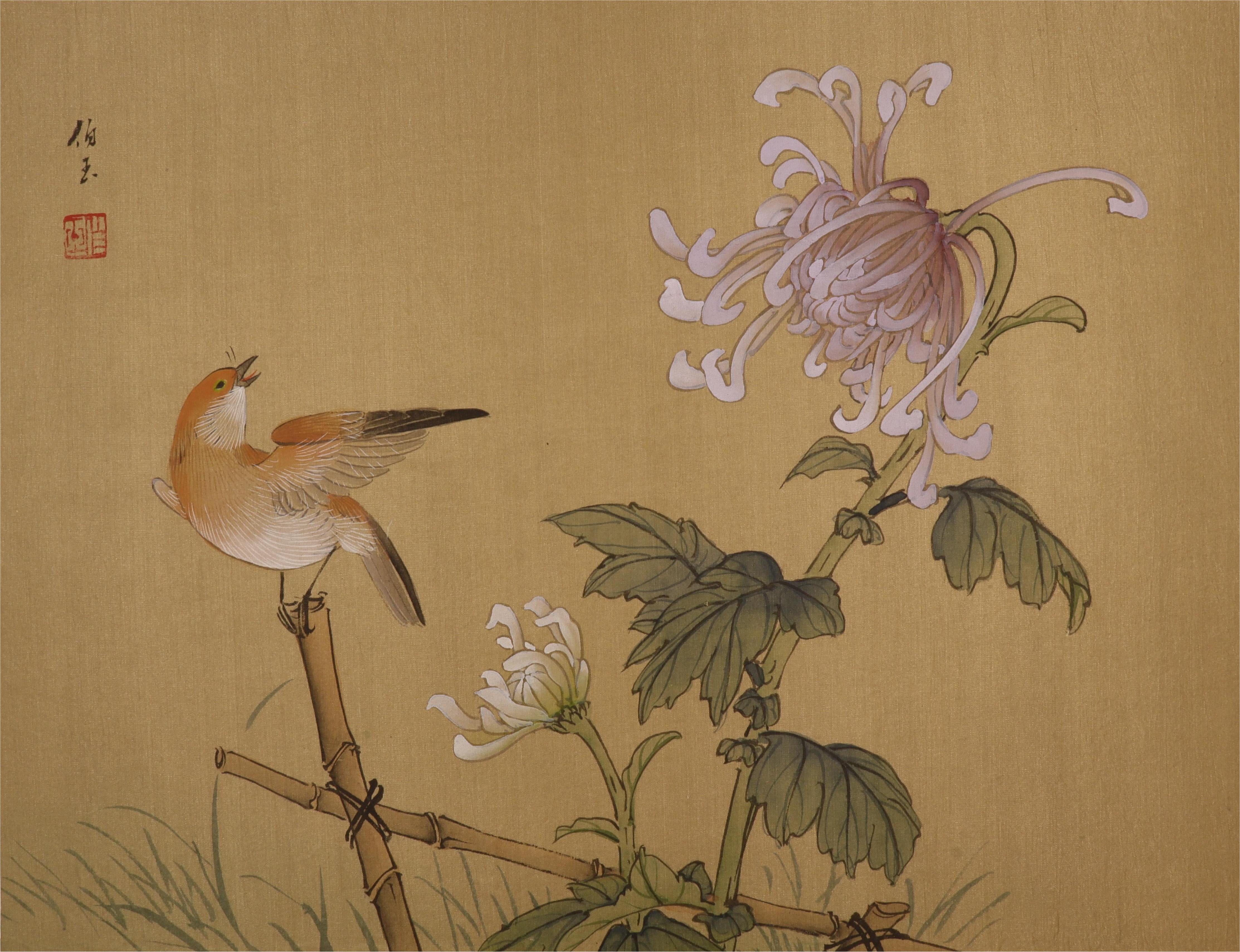 Flower & Bird Silk Painting Art