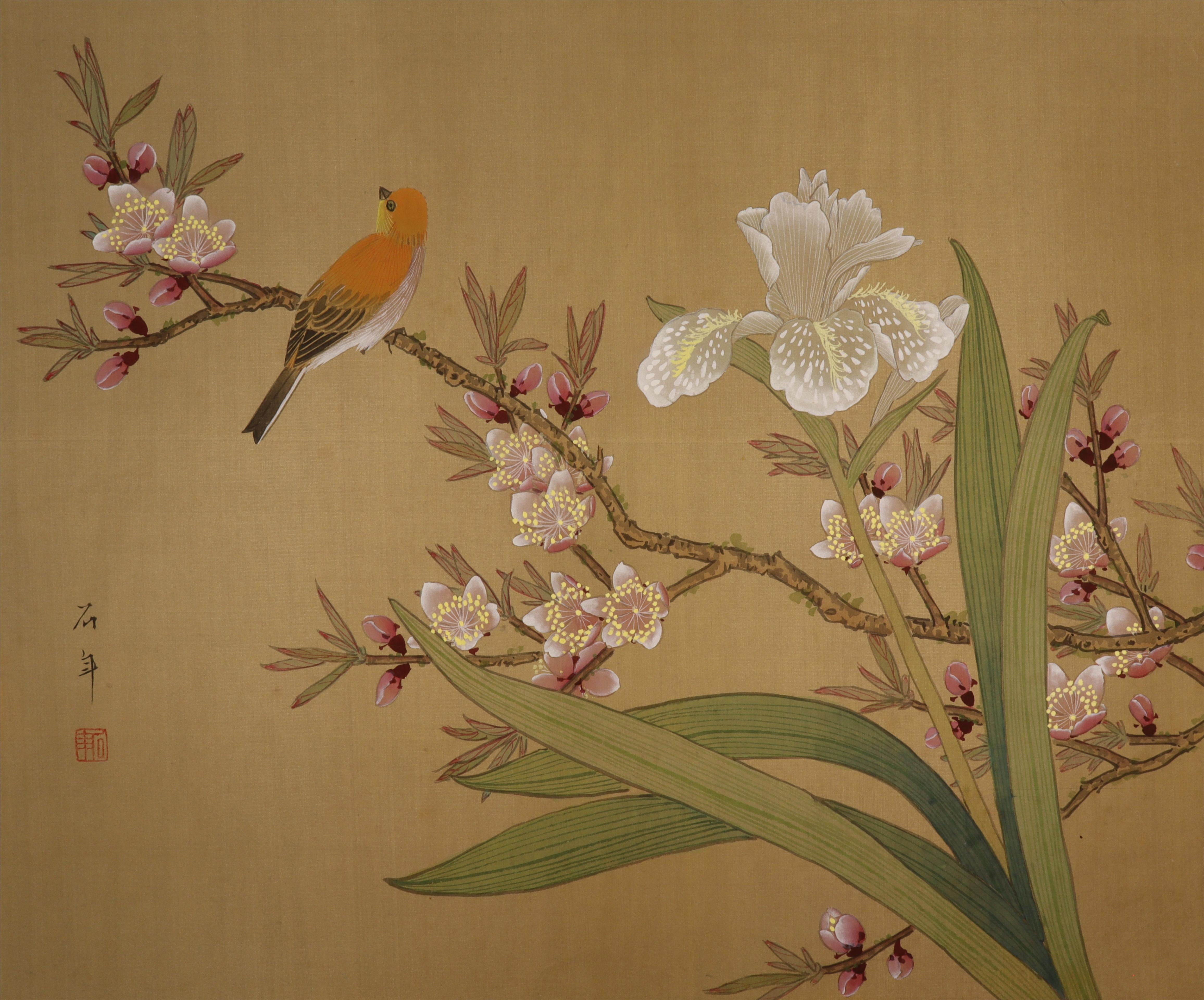 Flower & Bird Silk Painting Art