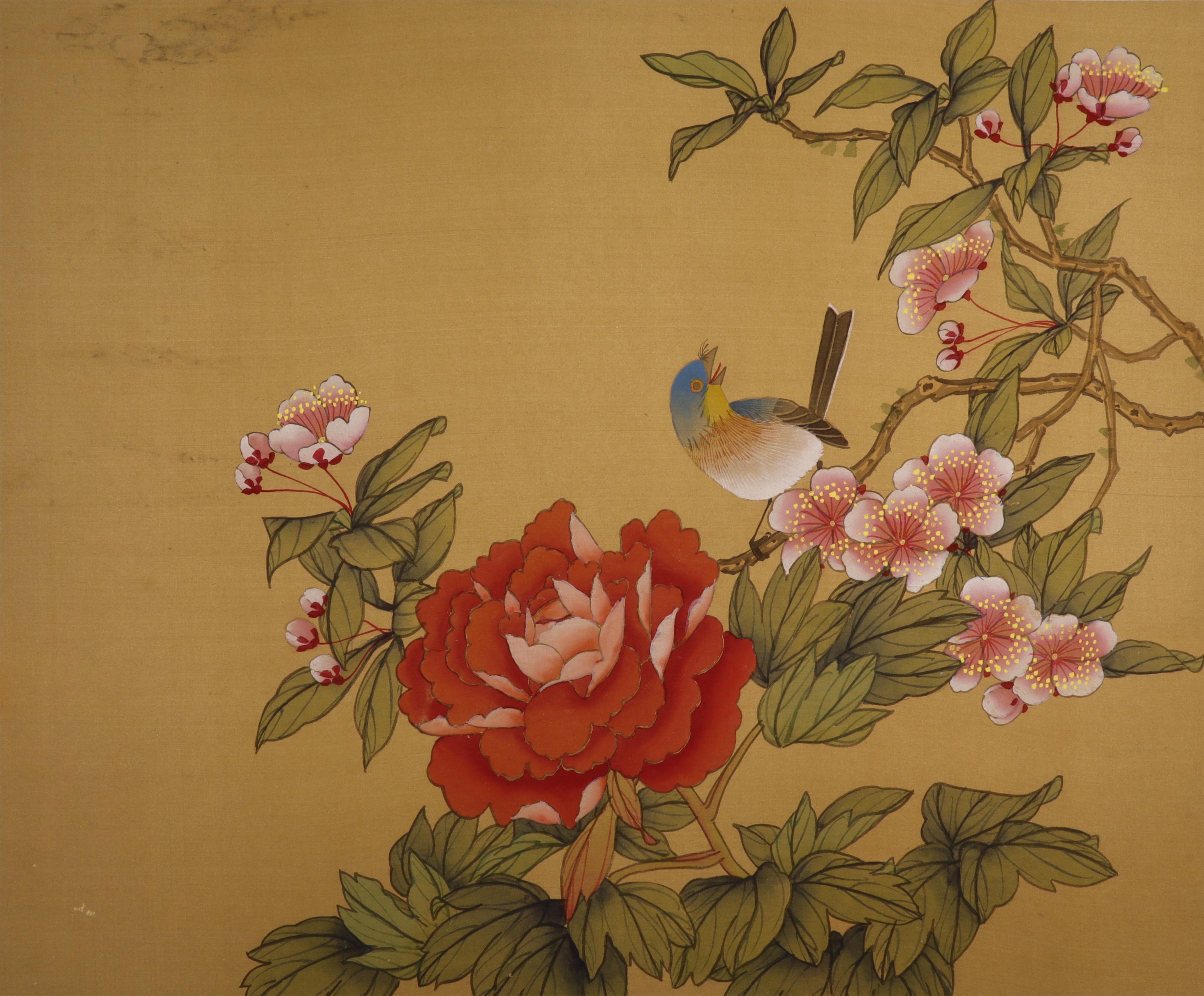 Flower & Bird Silk Painting Art