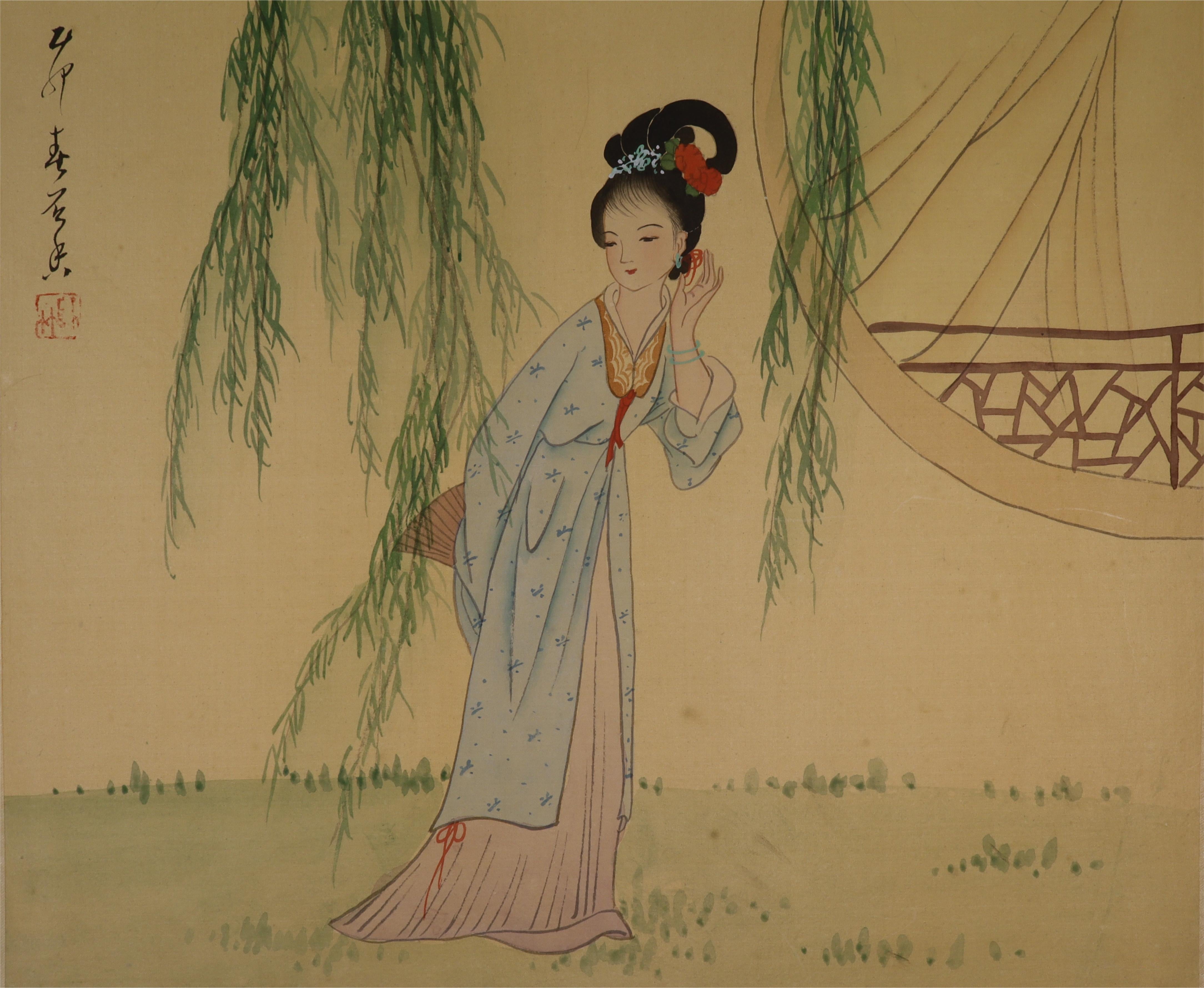 Figure Silk Painting Art