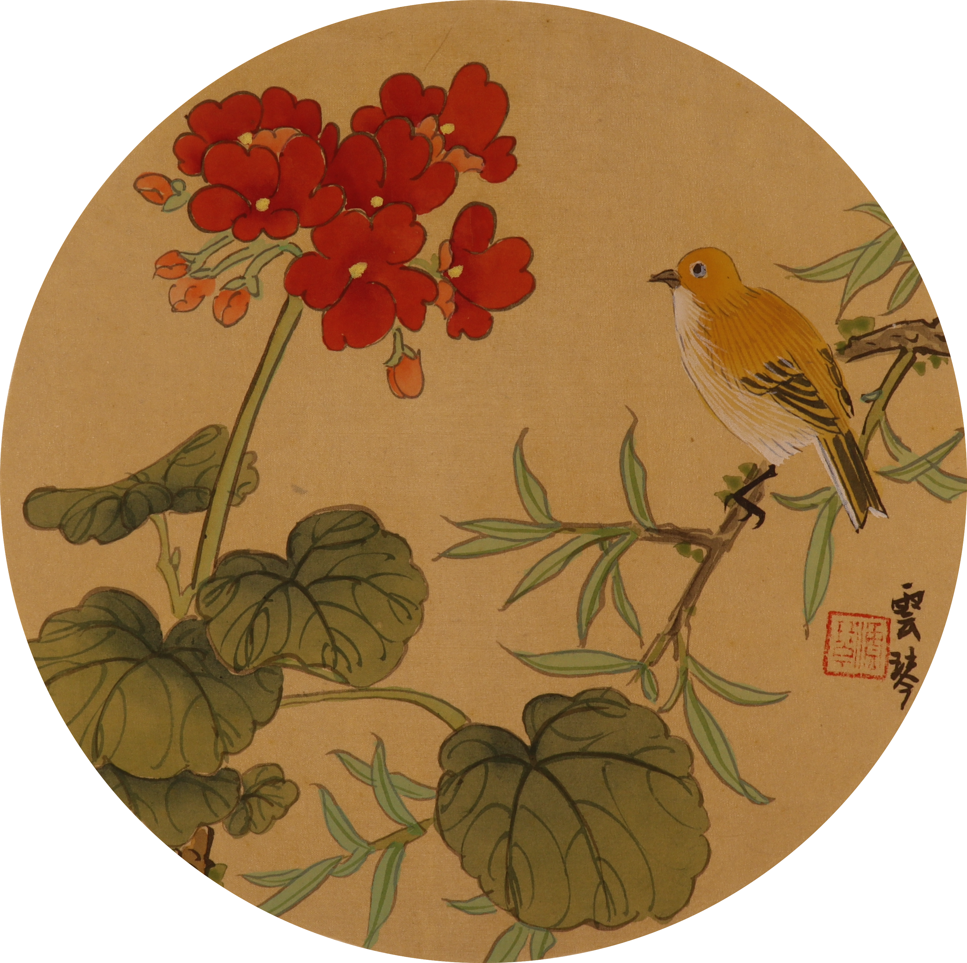 Flower & Bird Silk Painting Art