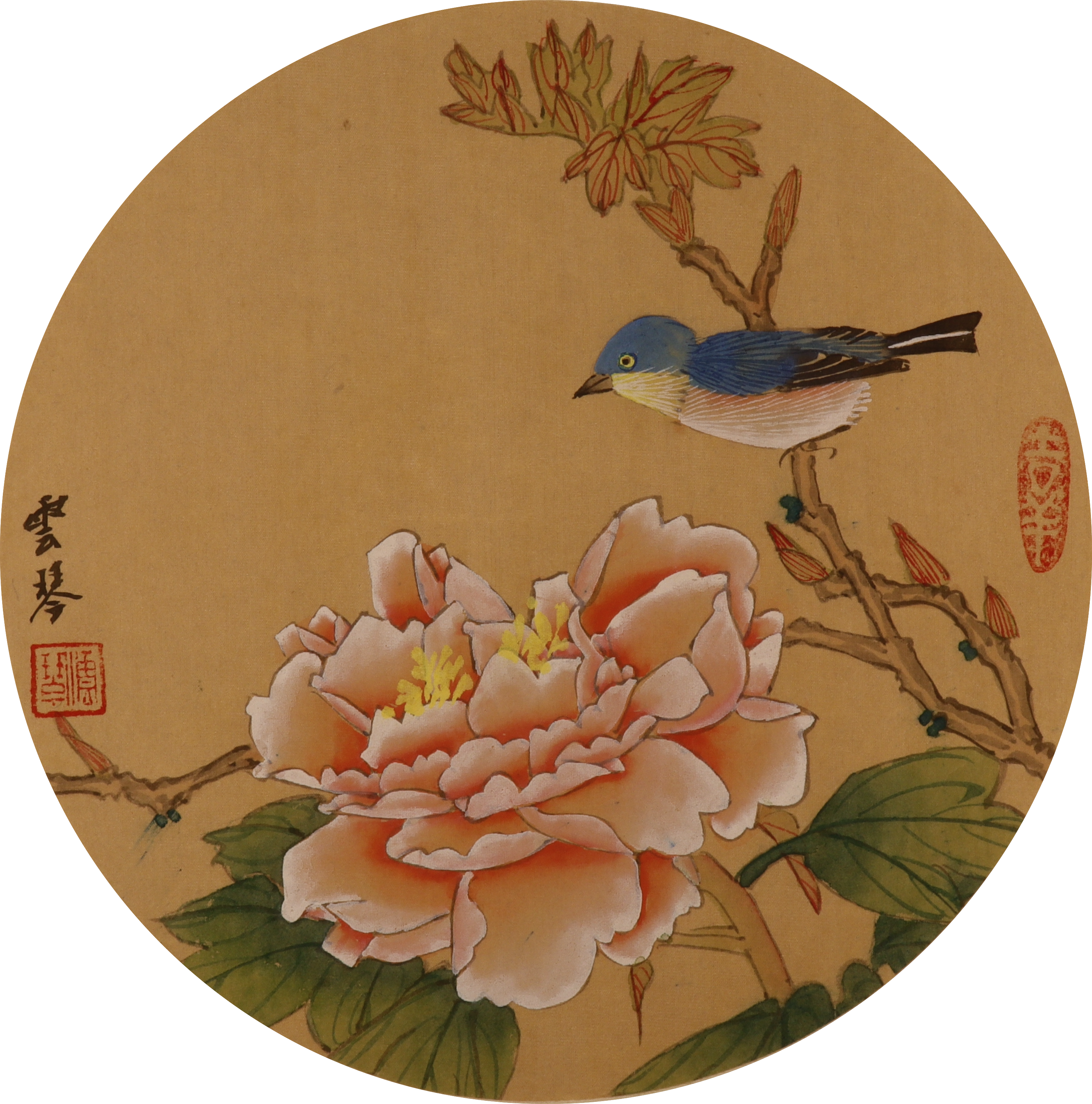 Flower & Bird Silk Painting Art