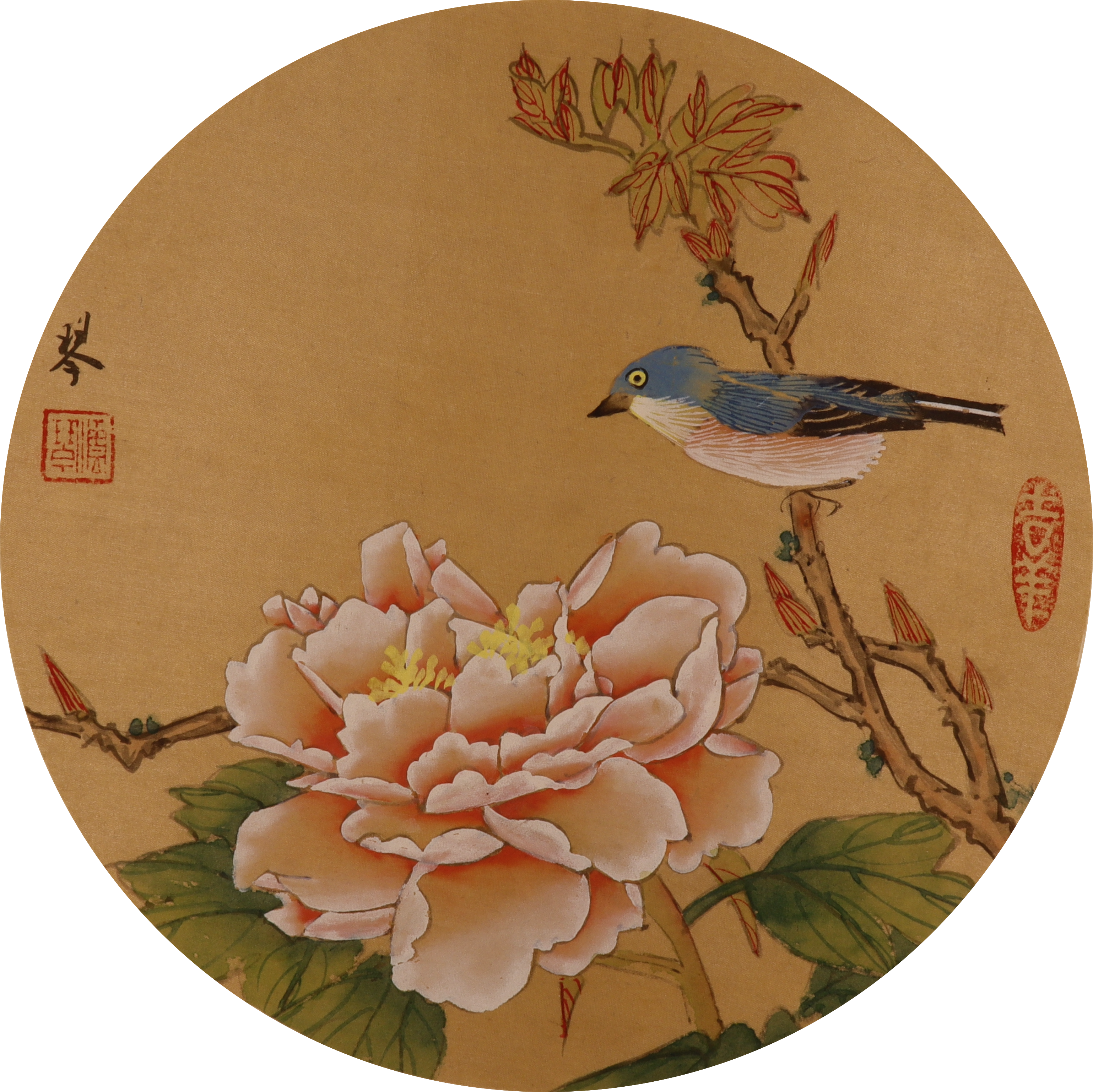 Flower & Bird Silk Painting Art