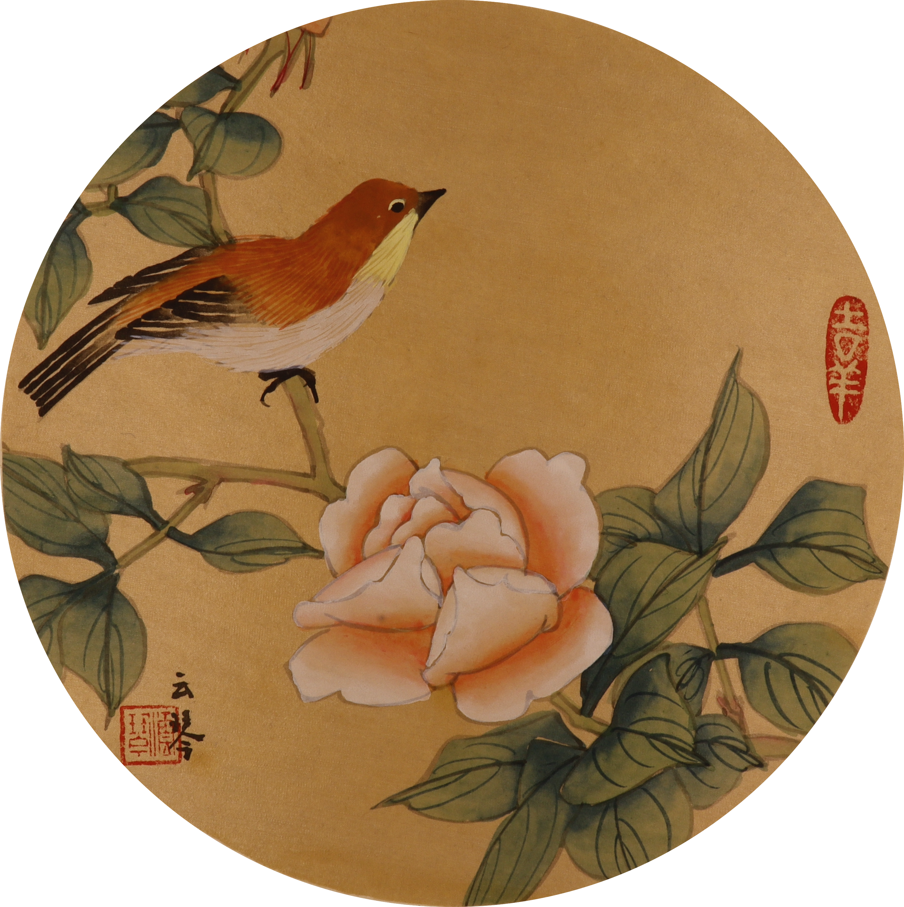 Flower & Bird Silk Painting Art